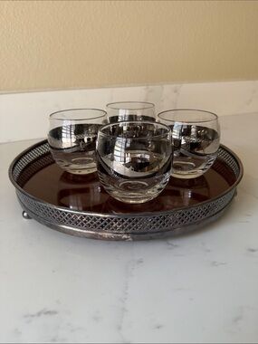 Vintage Formica Bar Tray Silver Plate